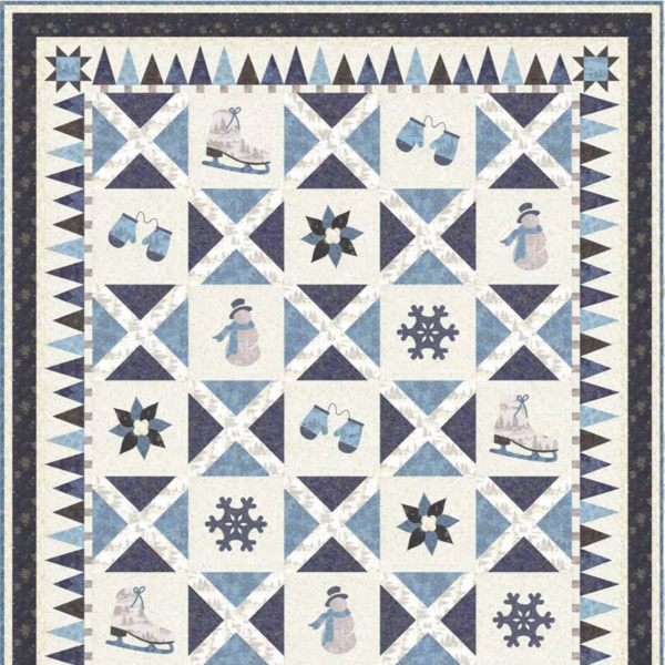 Forest Frost Glitter Blue Christmas Quilt Pattern