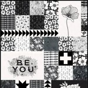 Illustrated Squares black and white quilt
